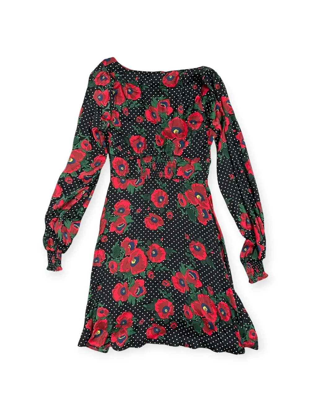 FREE PEOPLE Morning Light Retro Floral Printed Long Sleeve Mini Dress Size 0